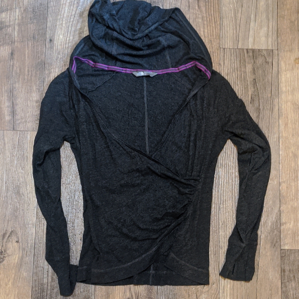 The North Face Grey and Hooded Top size small